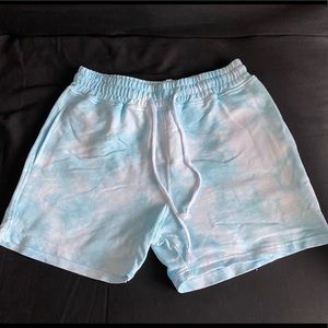 Blue and White tie dye shorts